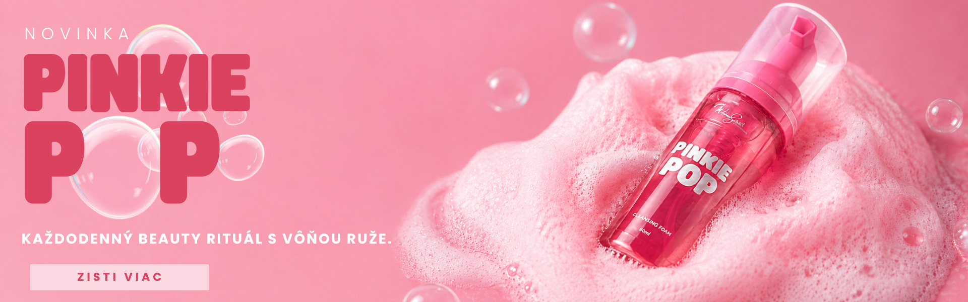 Objav Wowbyme Pinkie Pop Cleansing Foam - vyvinutá špeciálne na bezpečné čistenie predĺžených mihalníc.